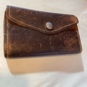 Handmade Leather Rancher Wallet Trifold Snap Closure Suede Inner Horse Embossed